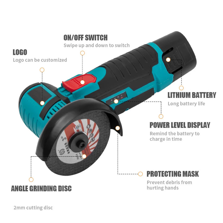 12V Mini Angle Grinder Rechargeable Grinding Tool Polishing Grinding Machine