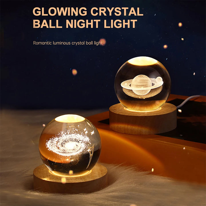 Crystal Ball Night Lights Glowing Planet Galaxy Astronaut 3D